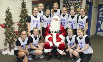 MCC 8th Grade basketball girls meet Santa